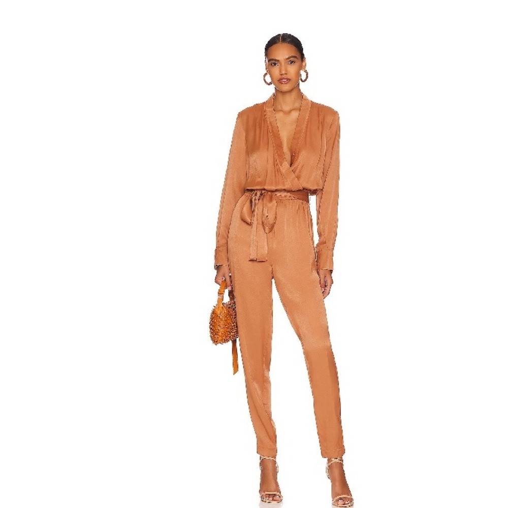 LBLC The Label Dede‎ Jumpsuit Rust Belted Viscose Blend Women's L